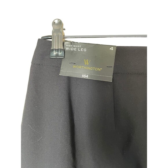 Worthington High Waist Wide Leg Trouser Pants Womens Size 4 Black Career Wear - Picture 12 of 12